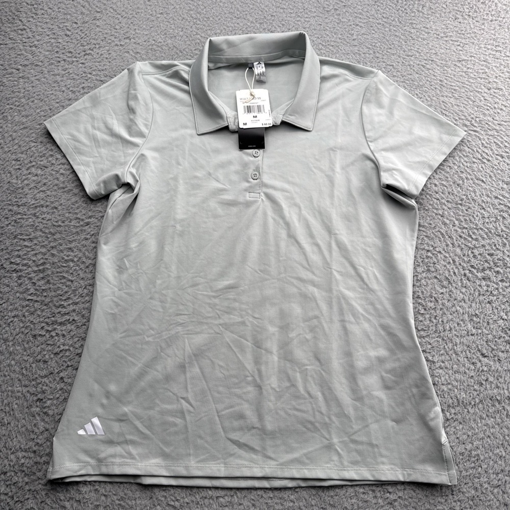 Adidas Ultimate Golf Polo Shirt Womens Medium Gray S/S Tennis Pickleball Top
